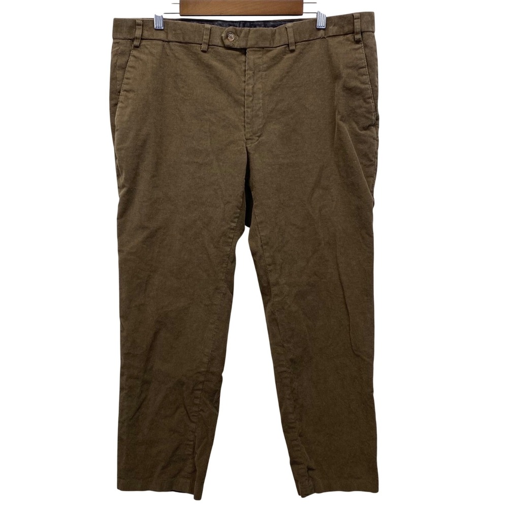 Lauren Ralph Lauren Mens Brown Corduroy Stretch Pants 40x 29 Flat Front